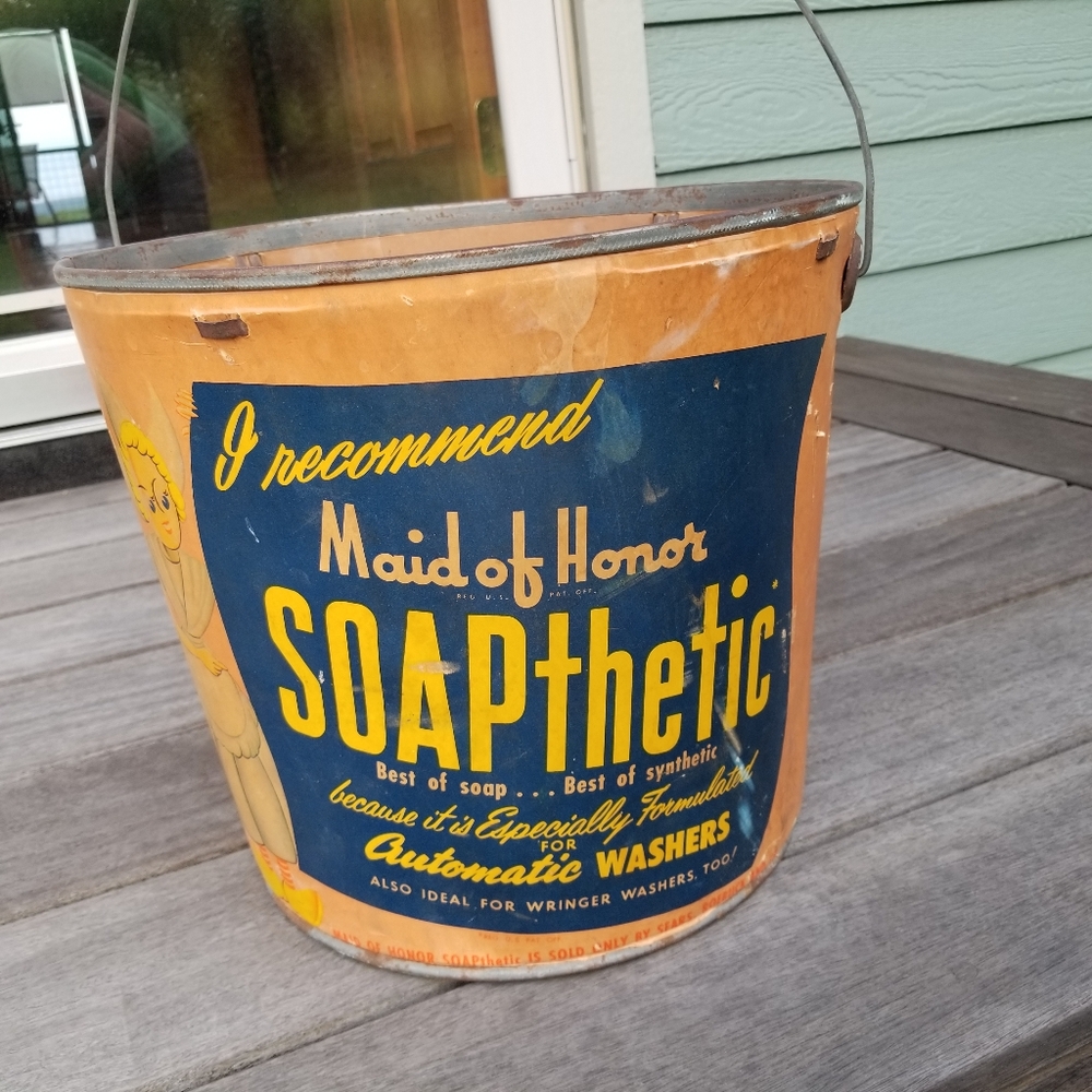 Vintage Laundry Detergent Maid Of Honor SOAPthetic Soap Bucket Container Pail